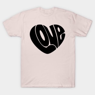 Love word in a heart shape simple cute design for valentines day black T-Shirt